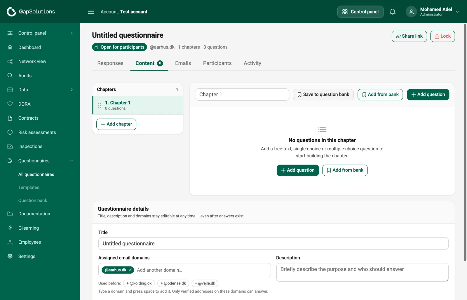 GapSolutions questionnaire editor